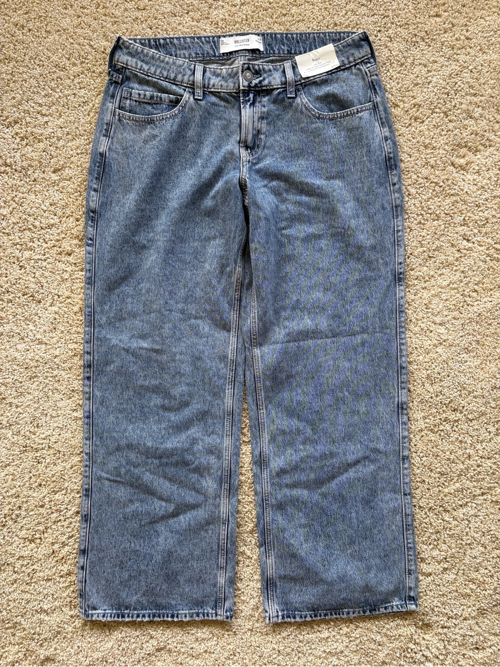 Hollister Low-Rise Baggy Jeans Blue Acid Wash 12 Reg W31